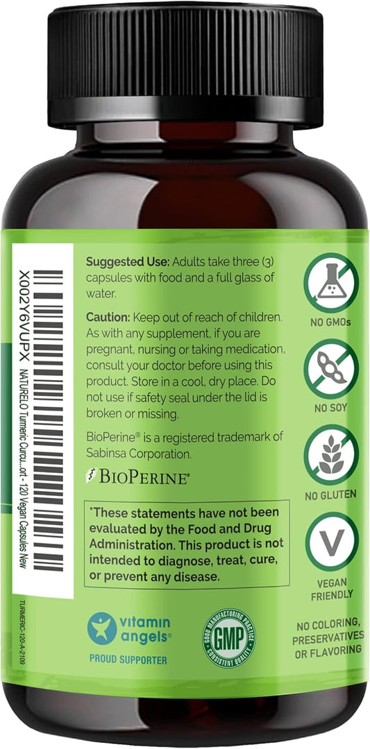 NATURELO Turmeric Curcumin with BioPerine 120 Vegan (2 Pack)
