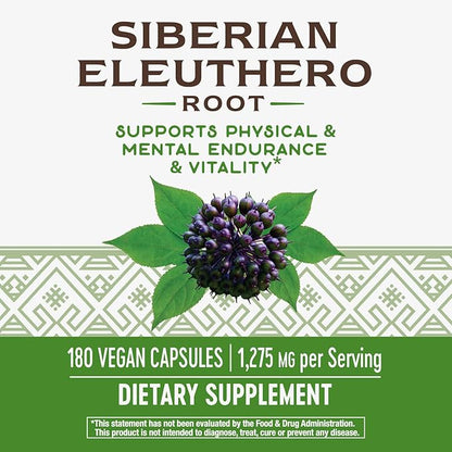 Nature's Way Premium Herbal Siberian Eleuthero, 1,275 mg 180 VCaps