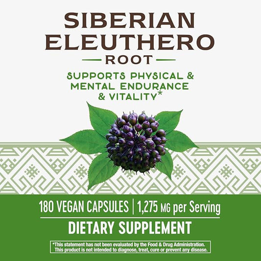 Nature's Way Premium Herbal Siberian Eleuthero, 1,275 mg 180 VCaps