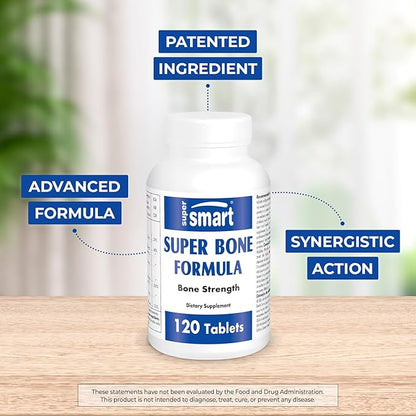 SuperSmart - Super Bone Formula (Advanced Complex) - with Calcium, Magnesium, Vitamin K2, D3 & Strontium Supplement | Non-GMO & Gluten Free - 120 Tablets