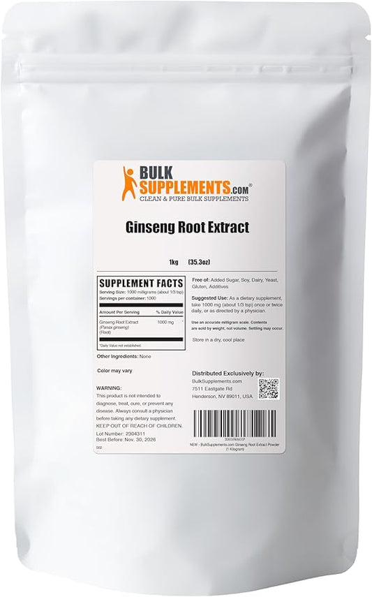 BulkSupplements.com Ginseng Root Extract Powder 1000mg per 1kg (2.2 (2.2 lbs) 1)