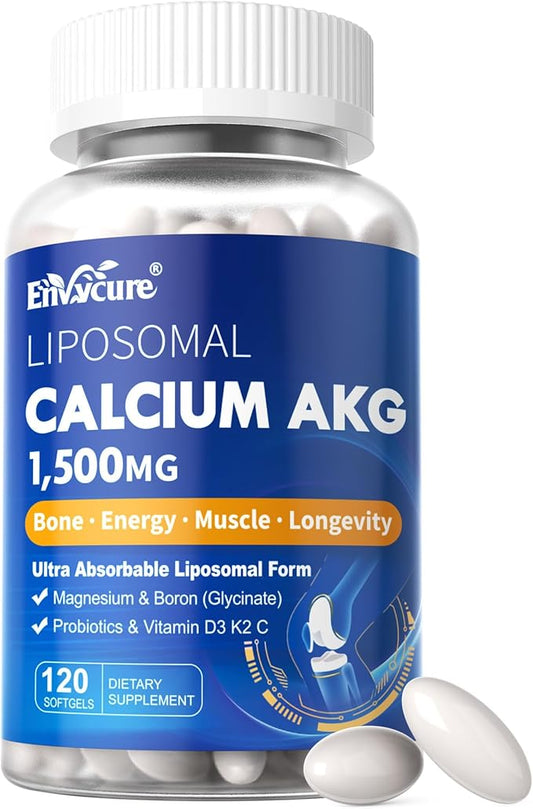 Liposomal Calcium AKG Supplement 1500mg D3 K2 K2 for 5 Billion 120 Softgels
