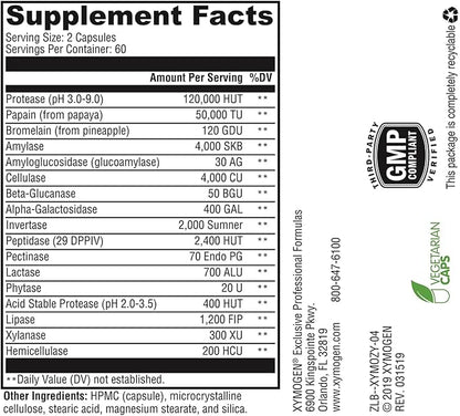 XYMOGEN XymoZyme - Vegan Digestive Enzymes (120 Capsules)