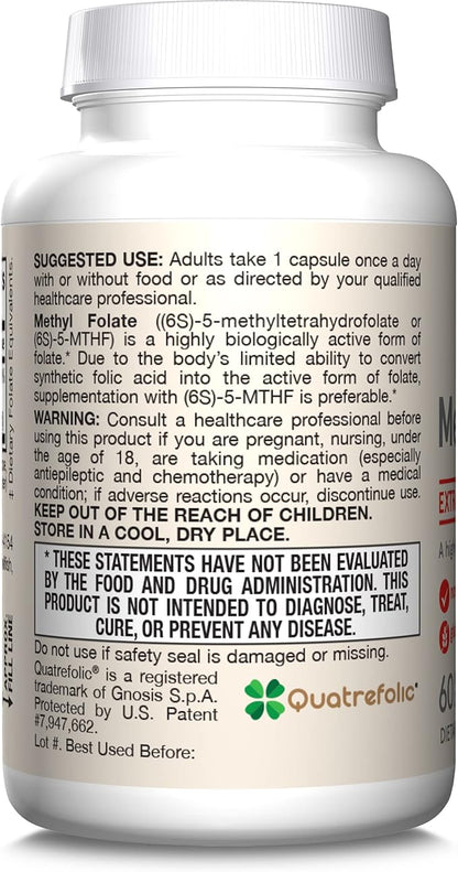 Jarrow Formulas Extra Strength Methyl Folate 400 mcg, 60 Veggie 60 Day