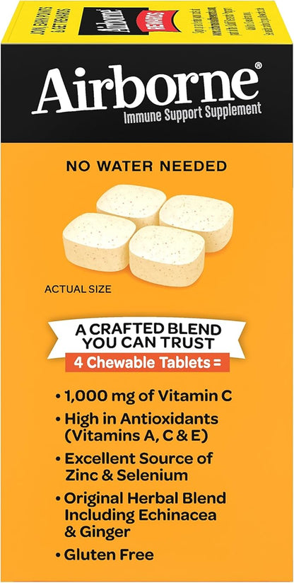 Airborne 1000mg Chewable Tablets with Zinc, 96 Tablets,