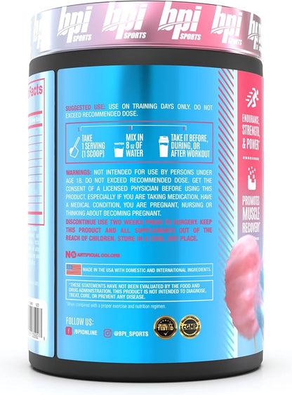 BPI Sports Best Aminos - BCAA Powder Post Workout & Glutamine Recovery Drink with Branched Chain Amino Acids for Hydration & Recovery, for Men & Women - Cotton Candy - 25 Servings
