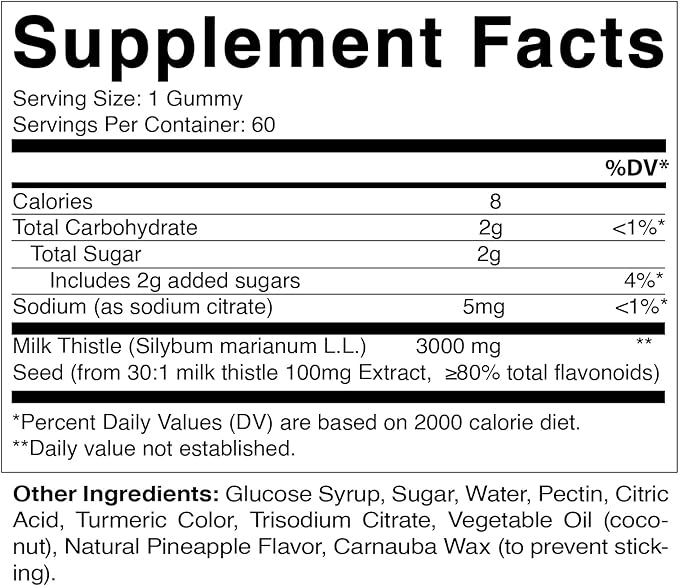 Vitamatic Milk Thistle Gummies 3000 mg 80% Silymarin 60 Pectin