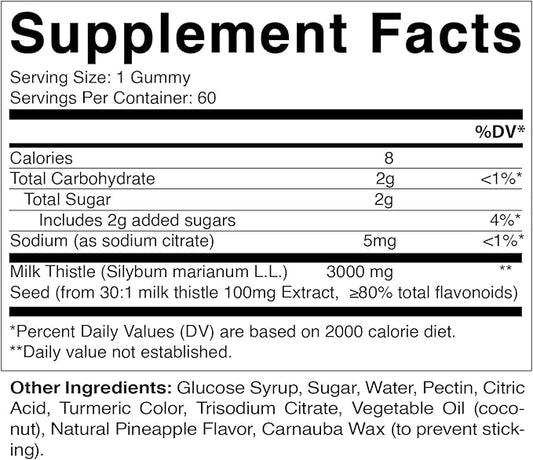 Vitamatic Milk Thistle Gummies 3000 mg 80% Silymarin 60 Pectin