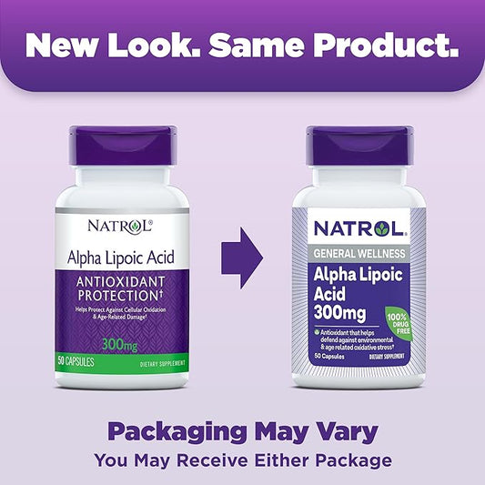 Natrol Alpha Lipoic Acid Capsules, Antioxidant 300mg, 50 50 Count