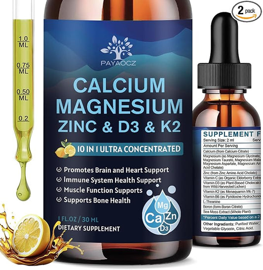(2 Pack) 10 in 1 Calcium D3 K2 K2 Supplement, 1 Fl
