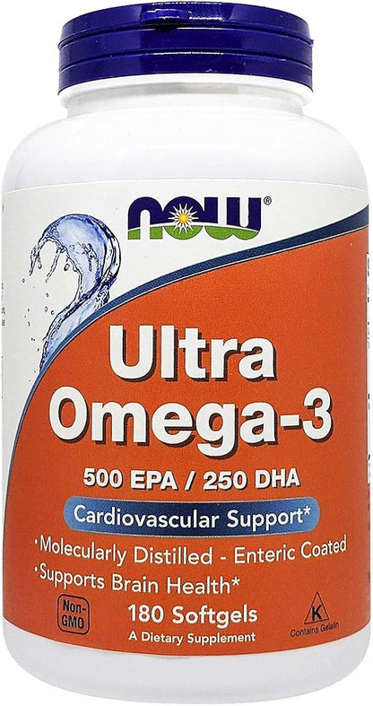 Now Foods Ultra Omega-3 Fish Oil 500 EPA 250 DHA 180 Softgels