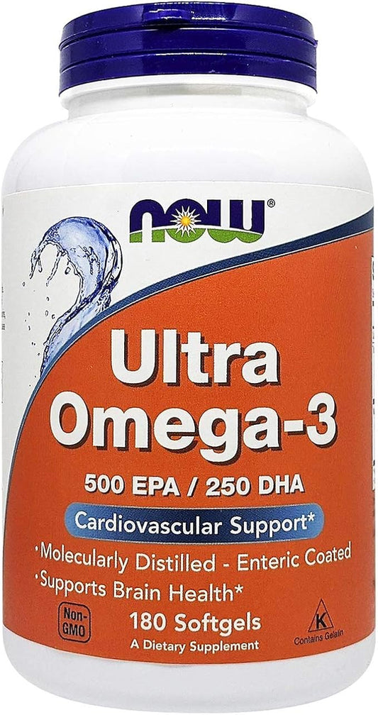 Now Foods Ultra Omega-3 Fish Oil 500 EPA 250 DHA 180 Softgels