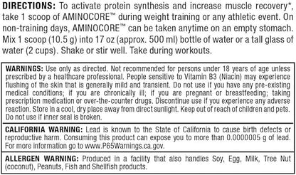 ALLMAX Nutrition AMINOCORE BCAA Powder, 8.18 Grams of Amino Acids, Intra and Post Workout Recovery Drink, Gluten Free, Sweet Tea, 945 g