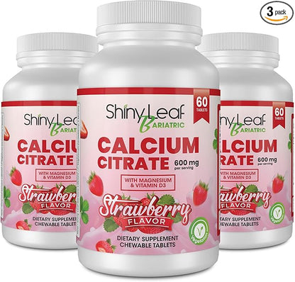 Shiny Leaf Bariatric Calcium Citrate 600 60 Ct D3, Natural (3 Months)