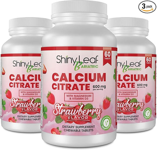 Shiny Leaf Bariatric Calcium Citrate 600 60 Ct D3, Natural (3 Months)