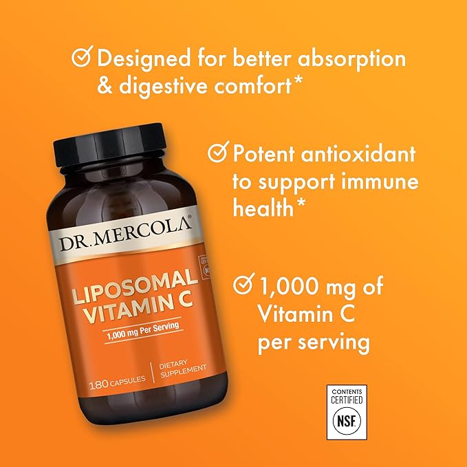 Dr. Mercola Liposomal Vitamin C, 1,000 90 Servings (180 Capsules),