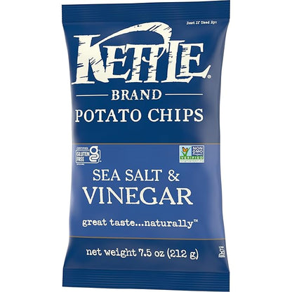 Kettle Brand Sea Salt and Vinegar Kettle Potato Chips, Gluten-Free, Non-GMO, 7.5 oz Bag