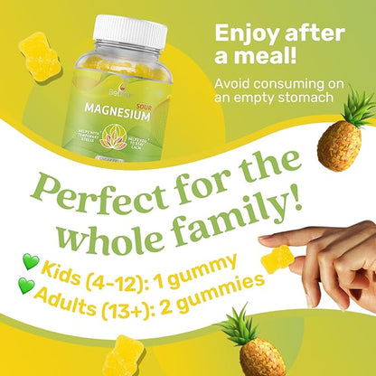 BeLive Magnesium Gummies 200mg - 60 Ct | Magnesium Glycinate Supplements for Relaxation, Stress Relief, and Sleep for Adults & Kids - Tasty and Tangy Pineapple Flavor (3)