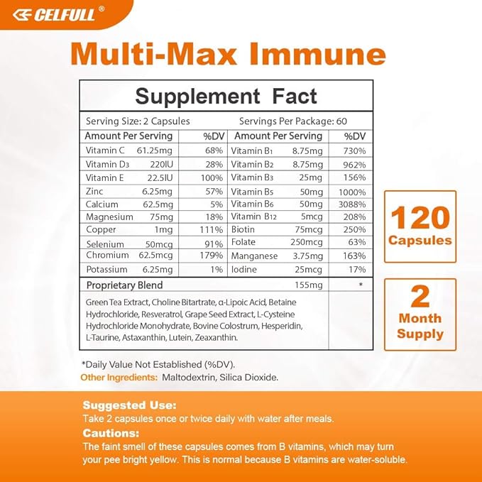 Multi-Max Immune Support Supplement 4 Month 120 Capsules 2 Pack