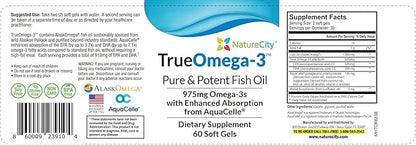 True-Omega-3 975mg Omega-3 Fish Oil Supplements (60 SoftGels)