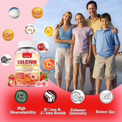 Calcium Magnesium Zinc Gummies with Vitamin D3 & K2 High