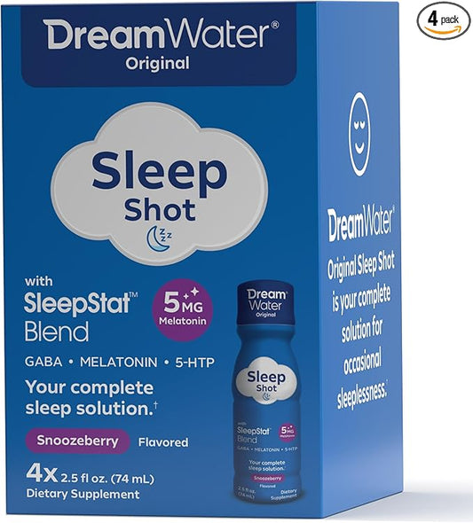 Dream Water Sleep Aid Supplement Drink; 5mg, GABA, 5-HTP; Zero 2.5 oz 4-Count