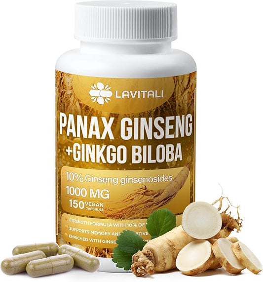 Ginseng & Ginkgo Biloba 150 Veggie 100% Natural