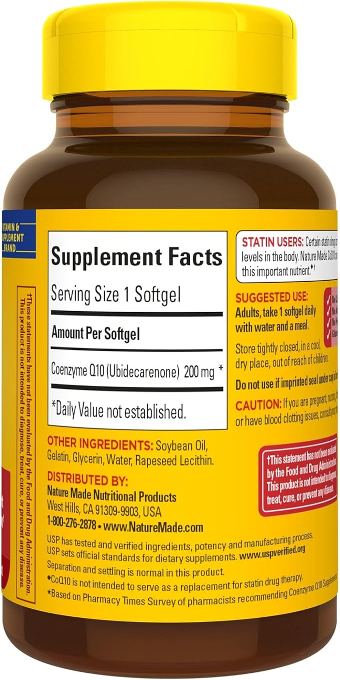 Nature Made CoQ10 200mg, Dietary Supplement 105 Softgels, 105 Day