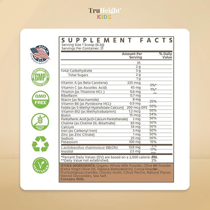 TruHeight Toddler Advanced Formula+ (Chocolate) 16 Vitamins Including Protein, Vitamin C, D, & Iron for 1, 2, 3 Years Old, Pediatric Endorsed Nutritional Drink, Toddler Complete Nutrition 12-36 Months