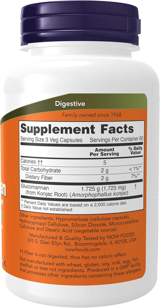 NOW Supplements, Glucomannan (Amorphophallus konjac) 575 180 Veg