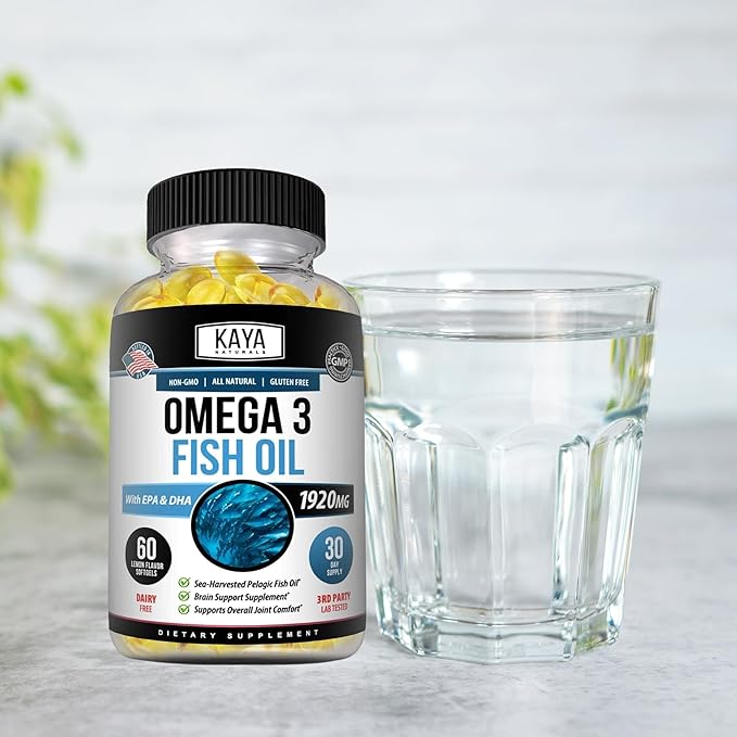 Kaya Naturals Omega 3 Supplement 3 Fish 100% Pure 3 Vitamins 60 Count