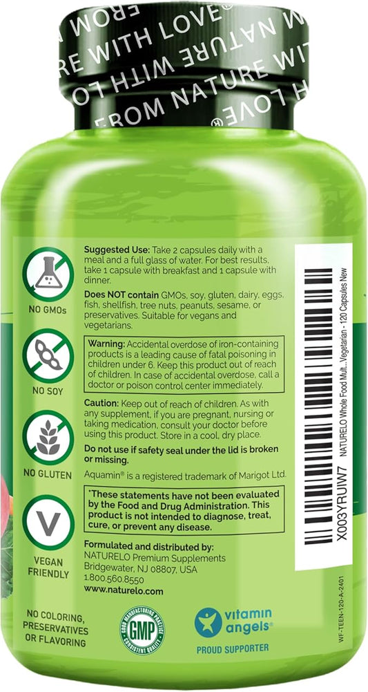NATURELO Whole Food Multivitamin for Teens 120 Capsules