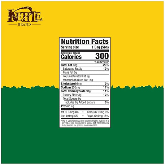 Kettle Brand Potato Chips, Krinkle Cut, Dill Pickle Kettle Chips, Snack Bag 2 Oz (Pack of 6)