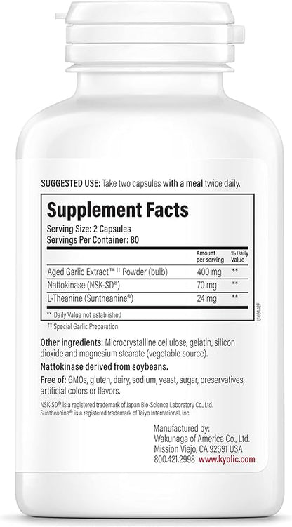 Kyolic Aged Garlic Extract Formula 109, 160 Capsules