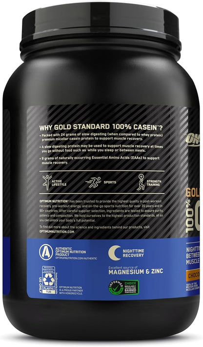 Optimum Nutrition Gold Standard 100% Micellar Casein Protein Powder, Slow Digesting, Helps Keep You Full, Overnight Muscle Recovery, Chocolate Peanut Butter, 1.87 Pound (Packaging May Vary)