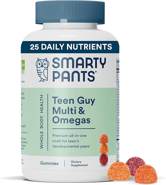 SmartyPants Teen Guy Multivitamin Gummies: Omega 3 Fish D3, C, B12, B6, B6, Vitamin 120 Count (30 Day