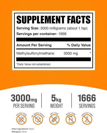 BulkSupplements.com MSM Powder 3000mg - 3000mg per 5kg (11 (11 lbs) 5)