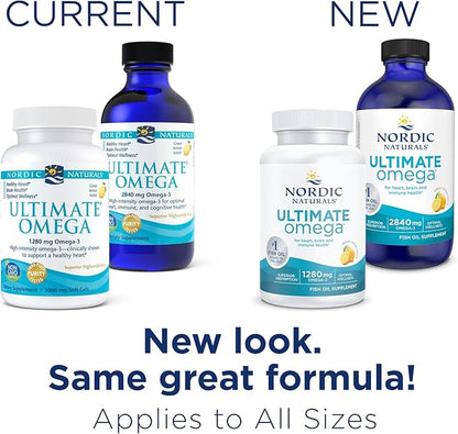 Nordic Naturals Ultimate Omega Liquid, Lemon Flavor 4 oz 2840 mg Omega-3 - Omega-3 Fish 24 Servings
