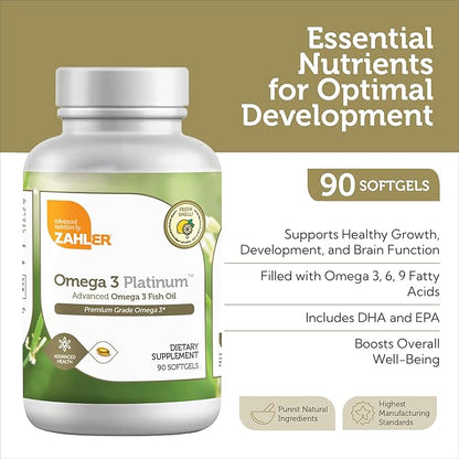 Zahler Omega 3 Fish Oil 3 Supplements 3 Fatty 600 mg 400 mg Omega3 Fish (90 Softgels)