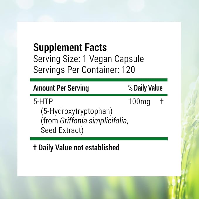 Nested Naturals 5-HTP 100 mg (5-hydroxytryptophan) 5HTP Supplement 120 Non-GMO,