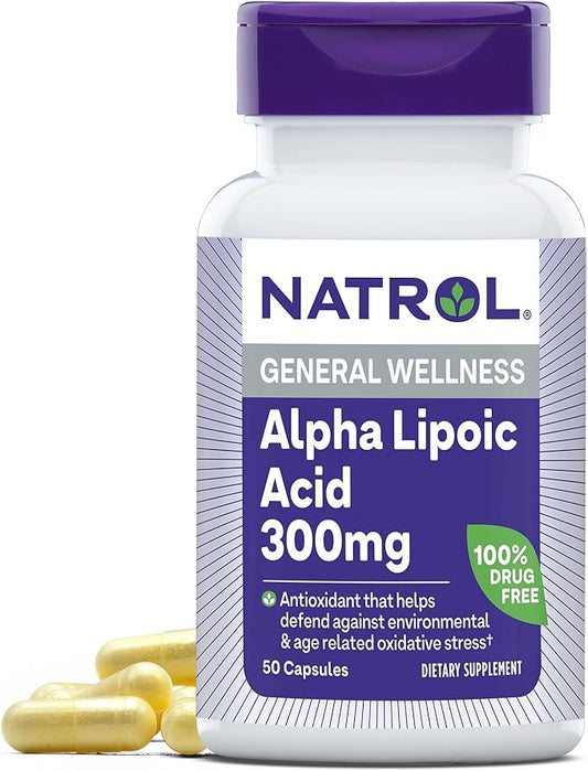 Natrol Alpha Lipoic Acid Capsules, Antioxidant 300mg, 50 50 Count