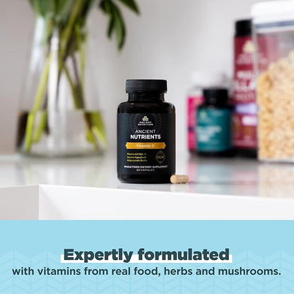 Vitamin D Supplement by Ancient Nutrition, 5,000 IU Vitamin D for Immune Support, Made from Bone Broth and Mushroom Extract, Supports Healthy Inflammation, Paleo and Keto Friendly, 60 Capsules
