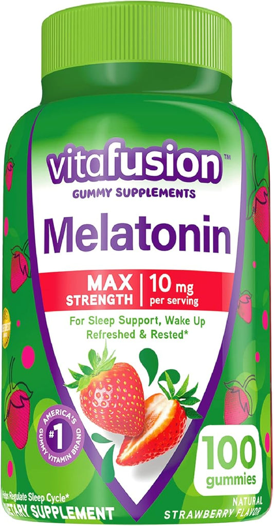 Vitafusion Max Strength Melatonin 10mg Gummy 100 Count 50+ Multivitamin 60 Count