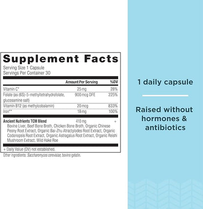 Iron Supplement by Ancient Nutrition, 18mg 30 Capsules