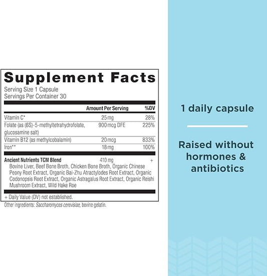 Iron Supplement by Ancient Nutrition, 18mg 30 Capsules