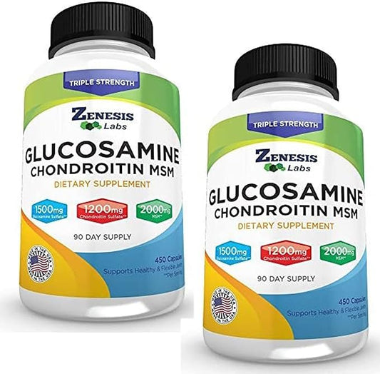 Glucosamine Sulfate + Chondroitin + MSM 900 Total 2 Bottle 180 Day 1500mg, 1200mg, 1200mg, 2000mg 2000mg per