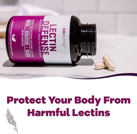 GOBIOTIX Lectin Defense - Lectin Blocker Supplement with MSM and Digestive Enzymes - Aids in Intestinal Health for Women and Men - Non-GMO + Gluten Free - 60 Capsules (1)