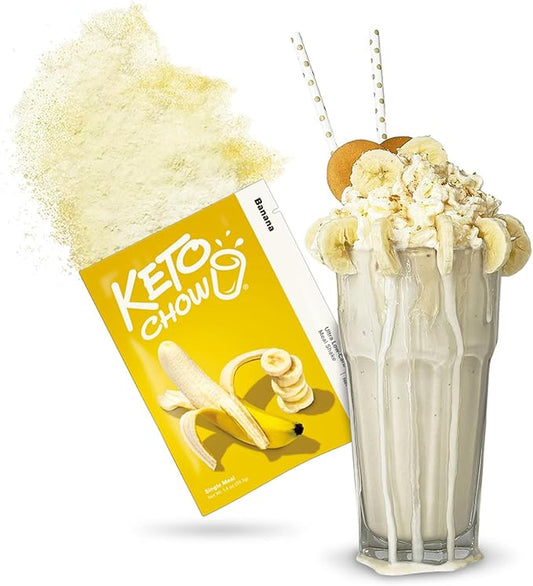 Keto Chow Banana - Keto Meal Replacement Shake Powder - Nutritionally Complete - Low Carb - Delicious Easy Meal Substitute - Protein Rich You Choose The Fat - Single Meal Sample