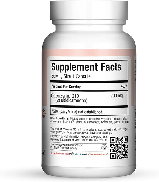 Maxi Health CO Q10 200mg Q10 Supplement 60 Capsules