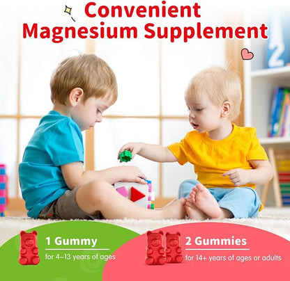 Magnesium Gummies for Kids - Magnesium Glycinate, L-Threonate Supplement with L-Theanine, Vitamin B6, D3 for Adults & Kids, Calm Magnesium for Sleep, Relaxation,Brain,Bones,Sugar Free Strawberry 120ct